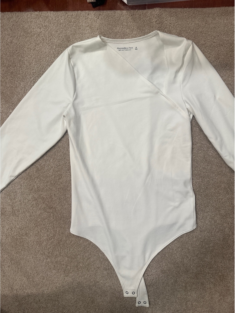 (3)Abercrombie & Fitch Soft A&F Collection White Long Sleeve Bodysuit Medium